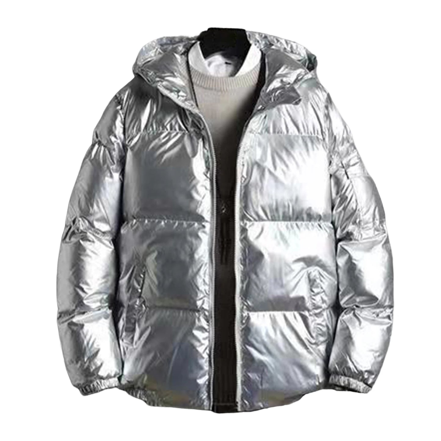 White Duck Down Jacket Men's Winter Fashion Casual Short Coat Shiny Hooded Windbreaker Youth Men Outwear Down Coat Male