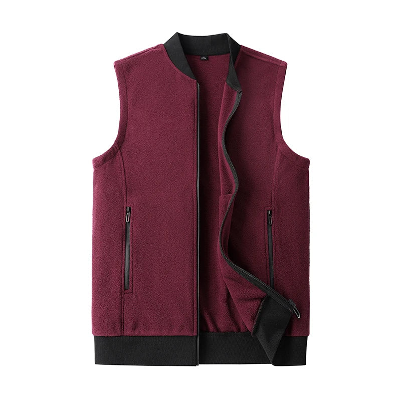 Plus Size 8XL Autumn New Men Polar Fleece Vest Warm Fleece Windproof Sleeveless Vest Multi-Pocket Casual Full Zip Vest Coat Male