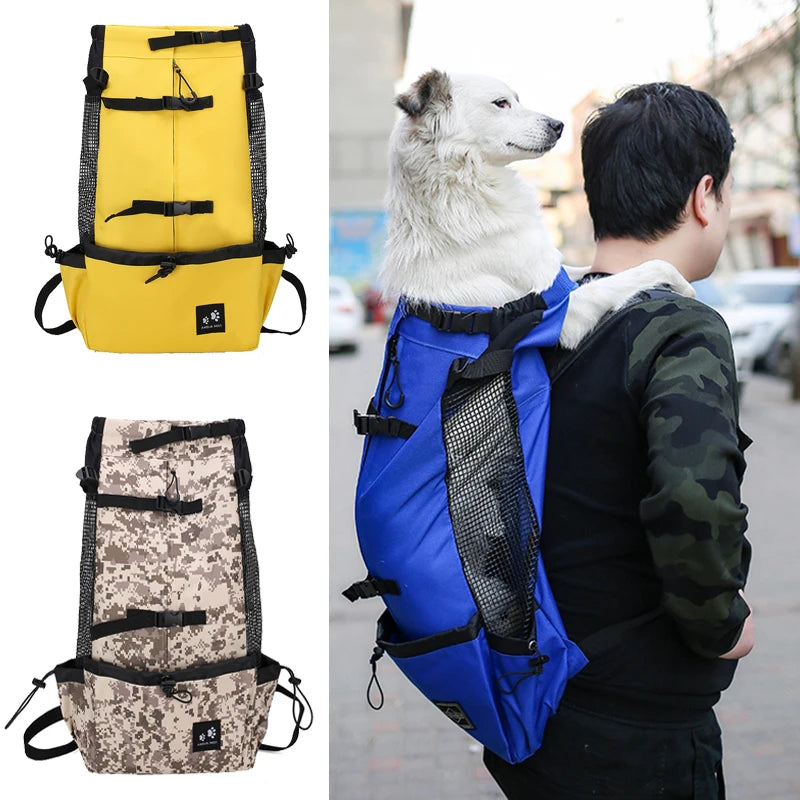 Travel Riding Driving Pet Carrier Backpack Carring Supplies for Medium Large Dogs Camouflage Big Dog Bags Samoyed Labrador Corgi