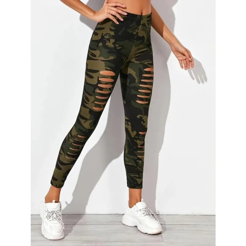 Camo Hollow Out Leggings for Women Sexy Seamless Leggings High Waist Hip Liftting Fitness Pants Workout Running Yoga Pants