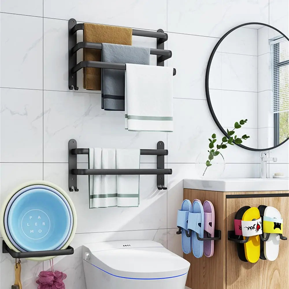 Bathroom Towel Rack 3 Layers No Drill Towel Holder Shower Rack Aluminum alloy Storage Shelf  Bathroom Accessories