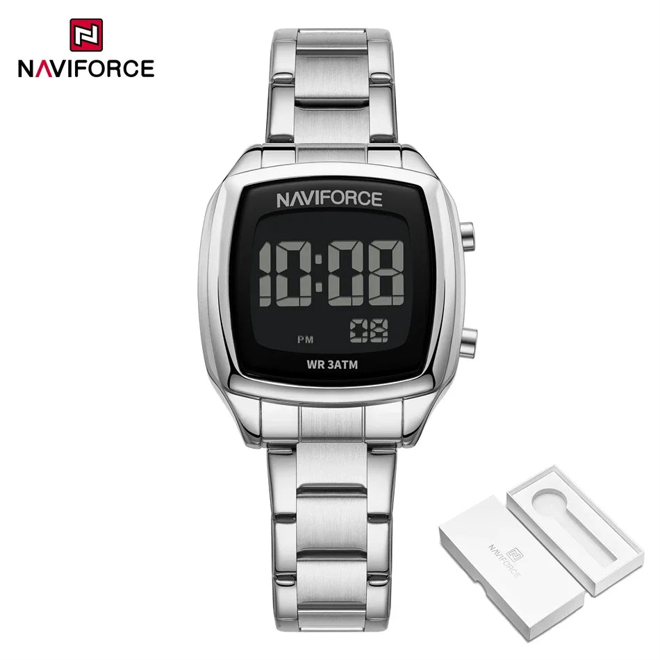 NAVIFORCE NF5047 Women's Digital Display Watches Stainless Steel Women Fashion Digital Clock Casual Ladies Electronic Watch