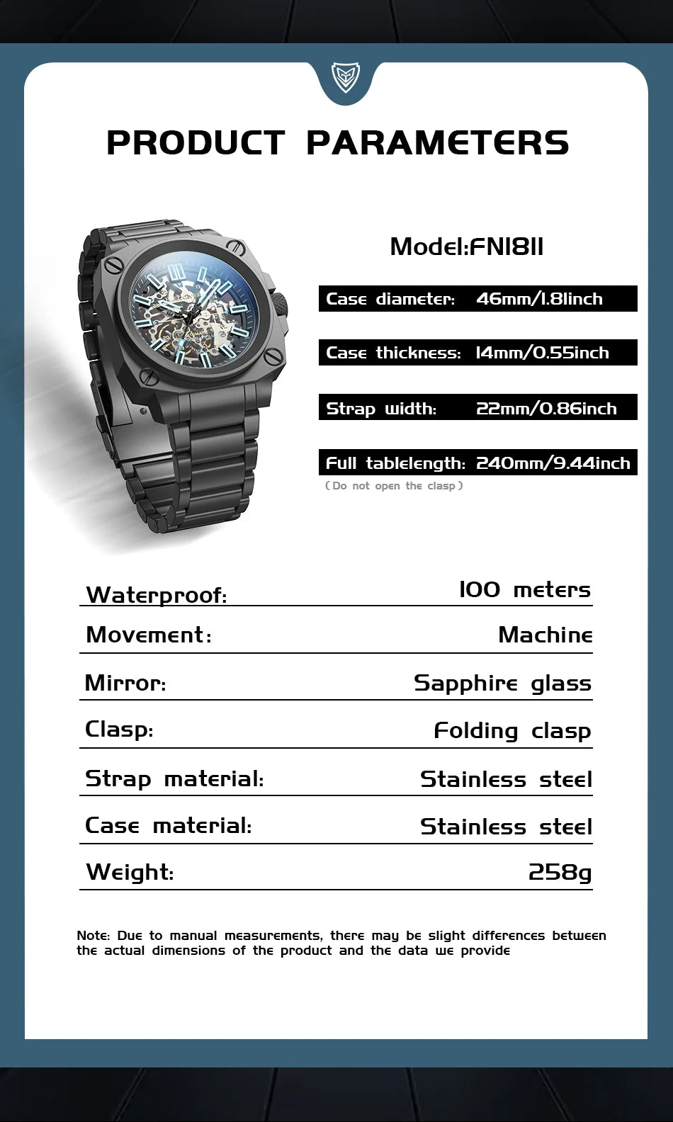 FeelNever Creative Automatic Movement Men's Watches Hollow Fashion Casual Sport Military Leather Waterproof Mechanical Watch+Box