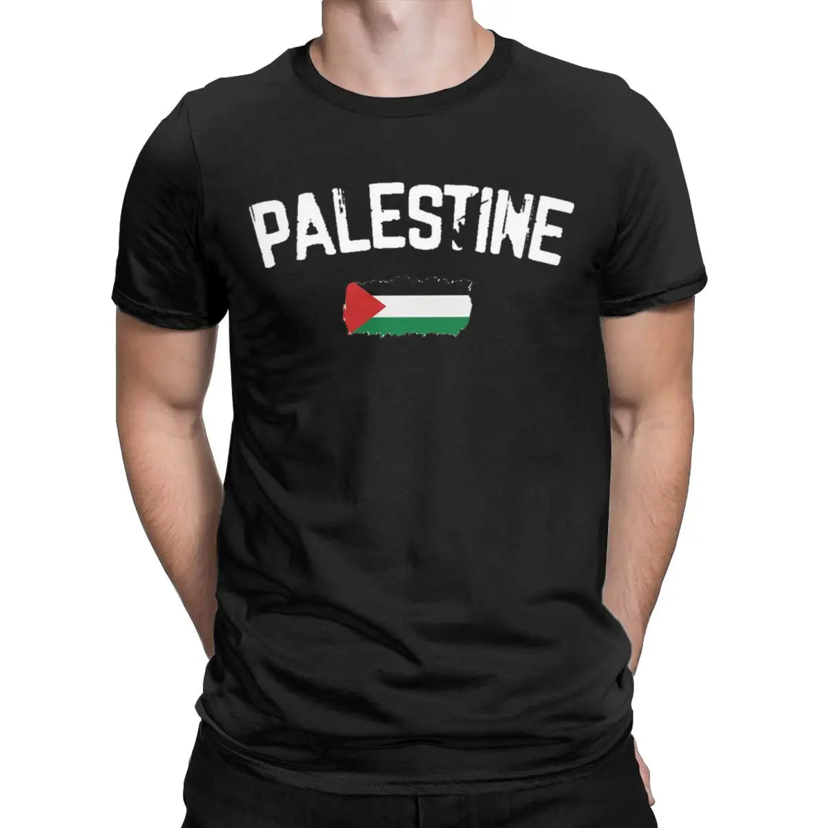 Palestine Flag T-Shirts for Men Novelty Cotton Tee Shirt Crewneck Short Sleeve T Shirt Unique Clothes