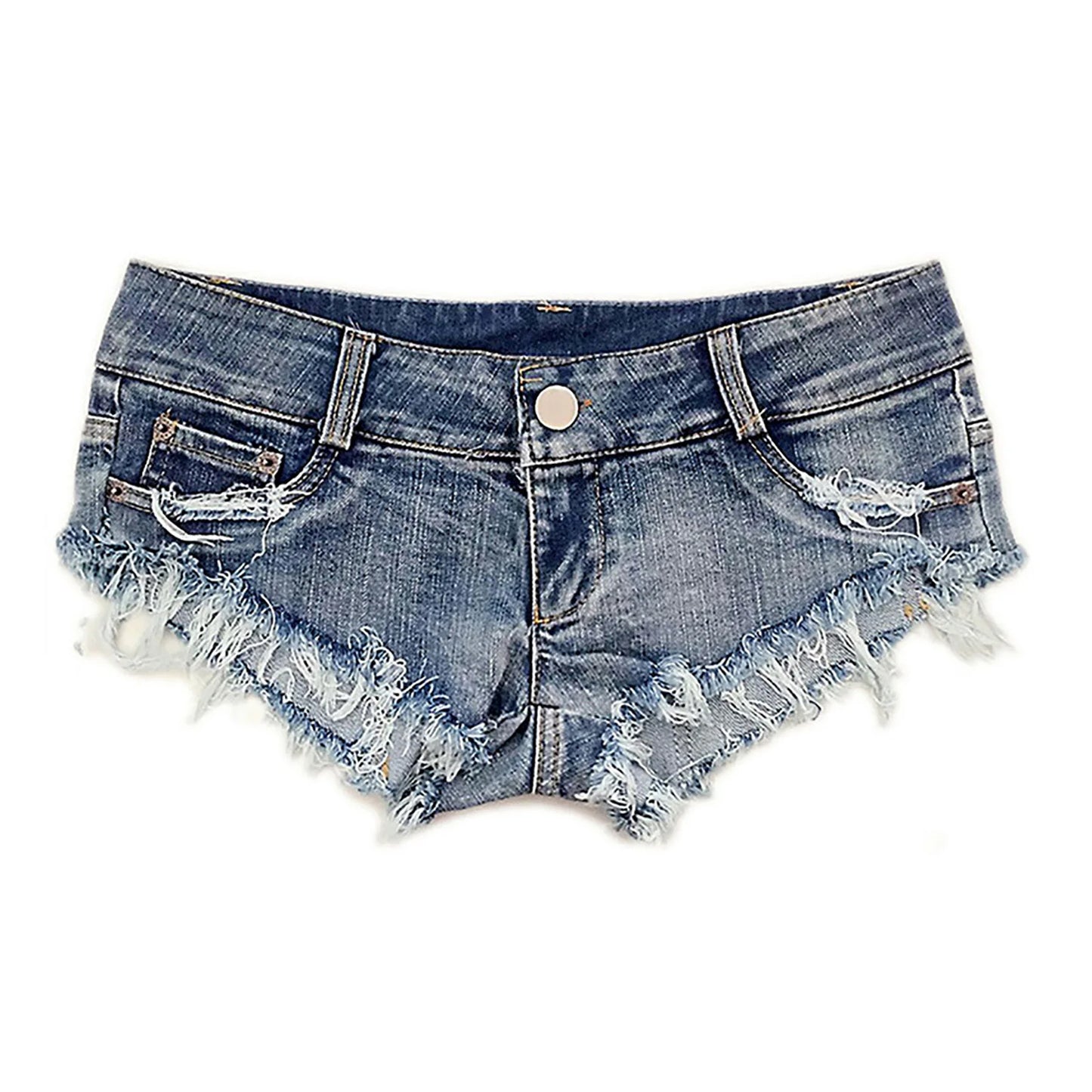 Womens Denim Boxer Shorts Fashion Ripped Raw Hem Low Rise Hot Pants Bottoms for Music Festival Club Rave Party Vacation Beach