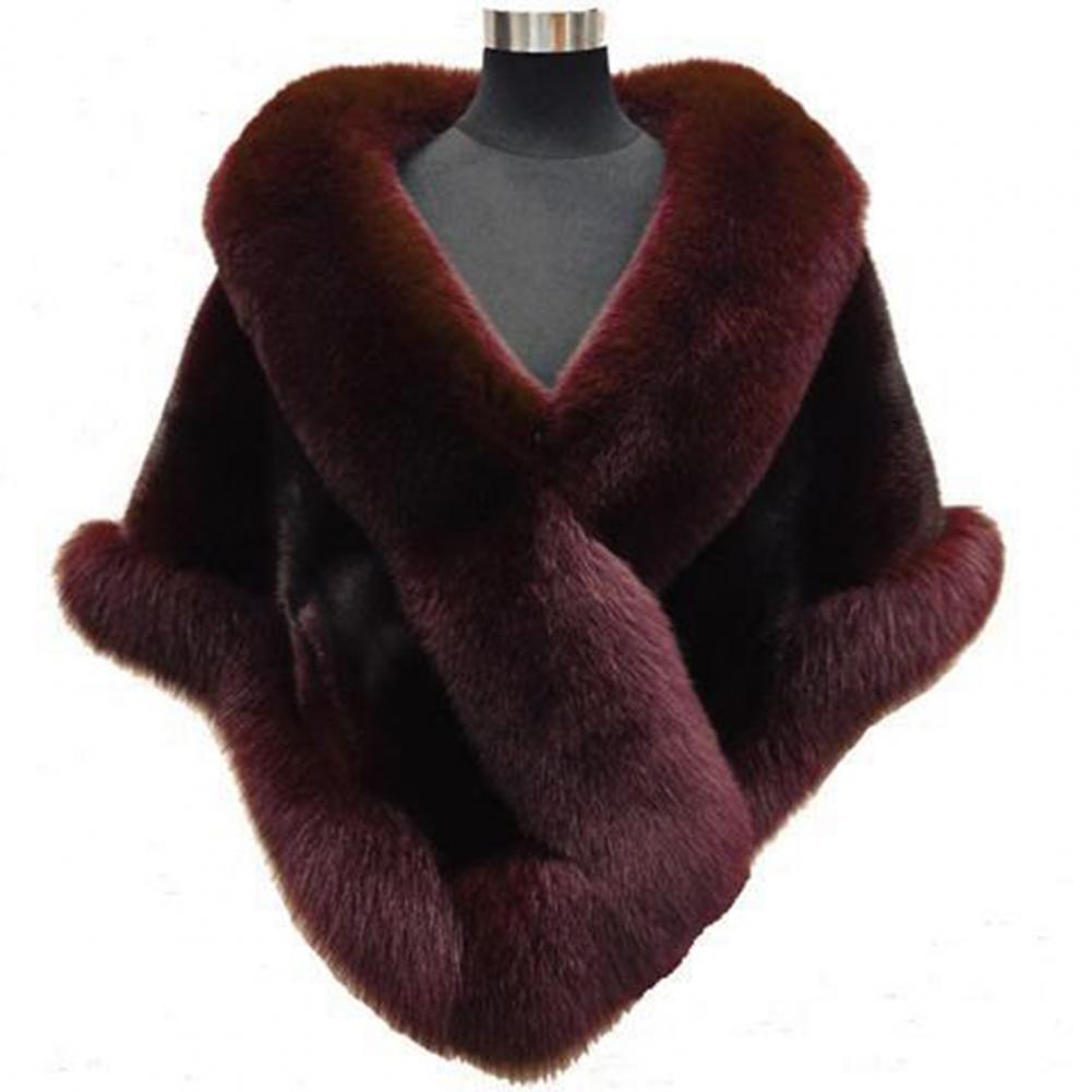 Faux Fur Shawl Faux Rabbit Collar Winter Shawls Elegant Bridal Fur Wrap Shawl Plush Warm Cape Coat Fluffy Poncho Women Jacket