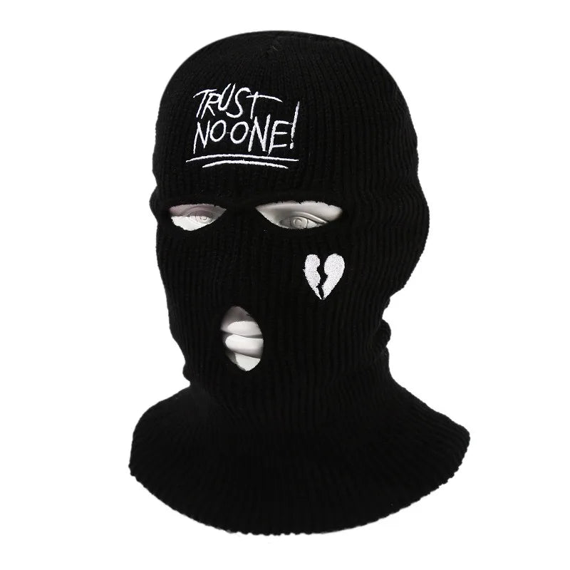 Trost Noone Stickerei Drei-Loch Sturmhaube Strickmütze Army Tactical CS Winter Ski Reitmaske Beanie Prom Party Maske Warme Maske