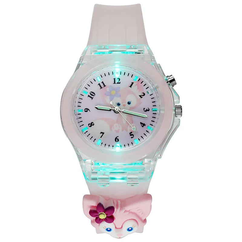 3D Mickey Children Watches Girls Color Light Source Silicone Minnie Kids Watch Ladies Quartz Clock Gifts Relogio Feminino