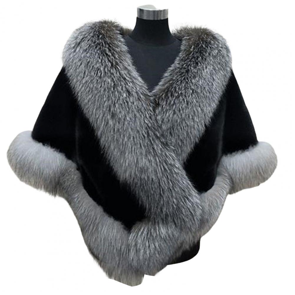 Faux Fur Shawl Faux Rabbit Collar Winter Shawls Elegant Bridal Fur Wrap Shawl Plush Warm Cape Coat Fluffy Poncho Women Jacket