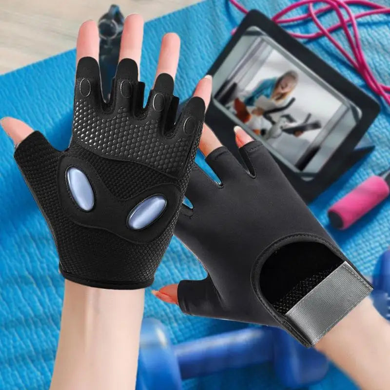 Weight Lifting Gloves Anti Slip Half-Finger Breathable Gym Gloves Adjustable High Elastic Shock Absorption Fitness Gloves For