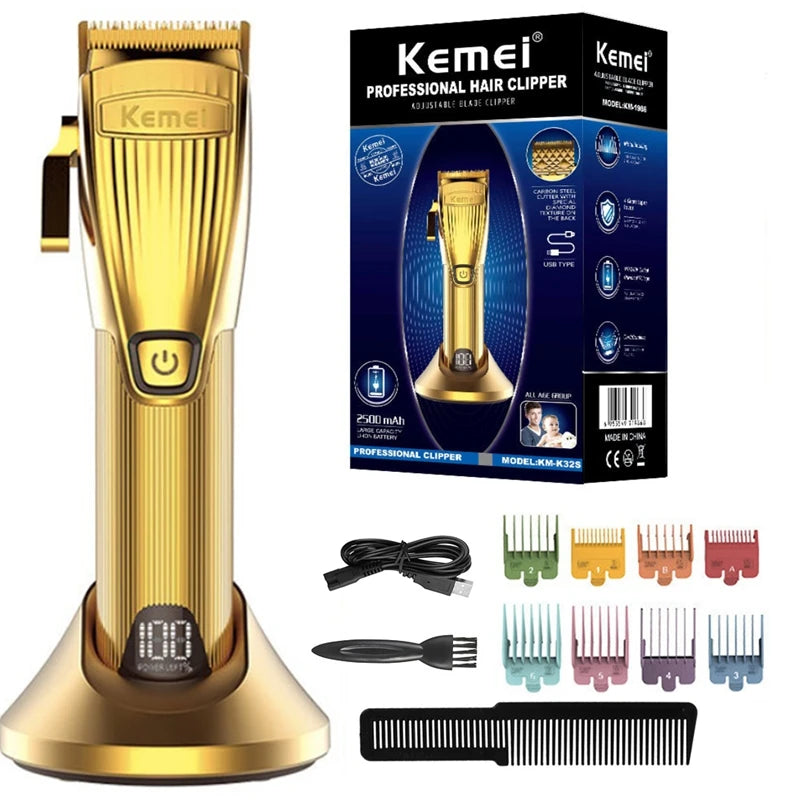 Kemei Professional Hair Trimmer For Men Electric Shaver Beard & Hair Clipper Rechargeable Haircut Machine For Barber Salon Home