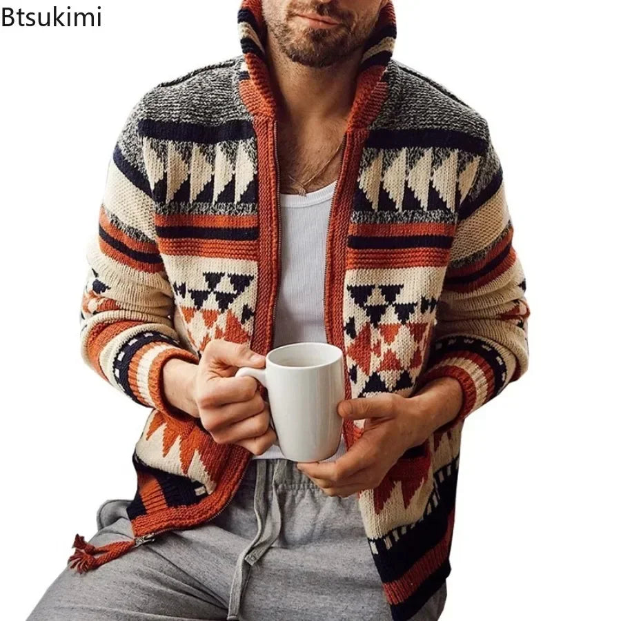 New 2024 Men's Knitted Sweaters Jackets Autumn Winter Long Sleeve Cardigan Sweaters Casual Coats Jacket Men's Knitted Clothing