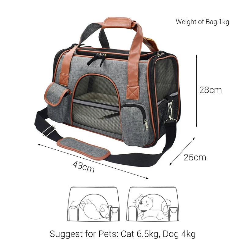 Dog Carrier Travel Car Seat Pet Carriers Portable Backpack Breathable Cat Cage Breathable Small Dog Travel Bag Airplane Approved