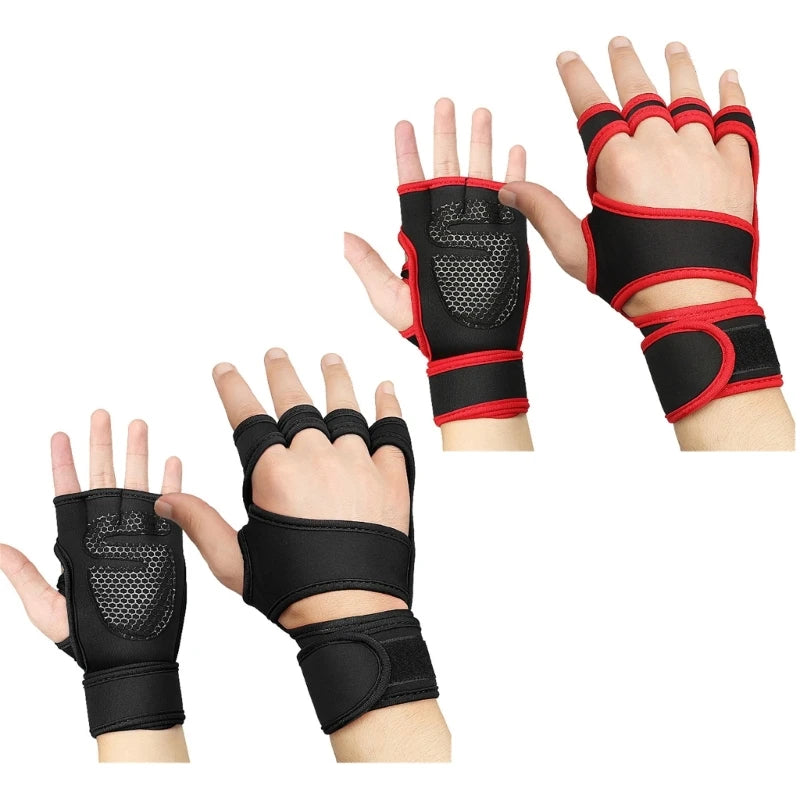 Weight Lifting Gloves with Wrist Support, Gym Workout Gloves Hand Grips for Man Women Fitness Gym Weightlifting 1 Pair