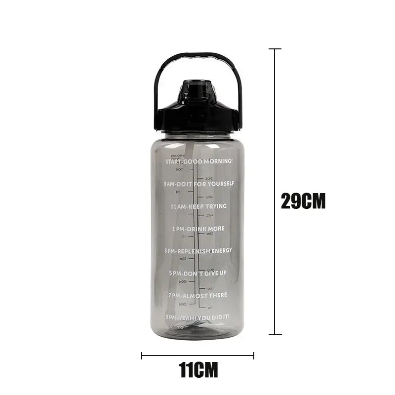 2024 New 2 Liter Sports Water Bottle with Straw Gym Fitness Water Bottles for Men Women Outdoor Cold Drink Plastic Cups