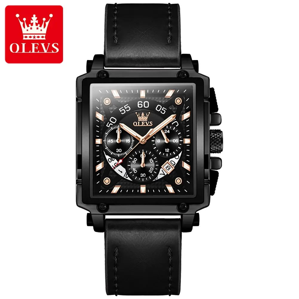 OLEVS Top Brand Male Watches Square Quartz Watch Watch For Men Waterproof Leather Strap Sport Clock Male Relogio Masculino