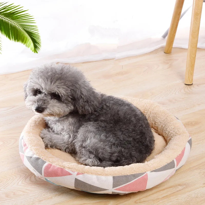 Round Warm Cat Mat Plush Pet Bed Dog Beds Furniture Donut Dog Cat Bed Soft and Comfortable Kitten Bed Warm in Winter Washable