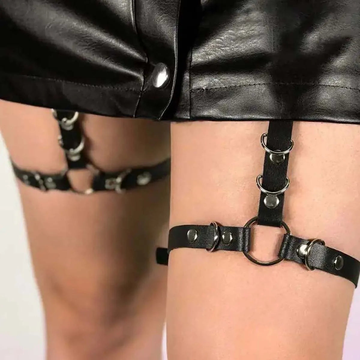 Punk Leather Sexy Suspenders Thigh Harness Belt Body Bondage Women Lingerie Fashion Leg Garter Belt Stockings Female Clothing