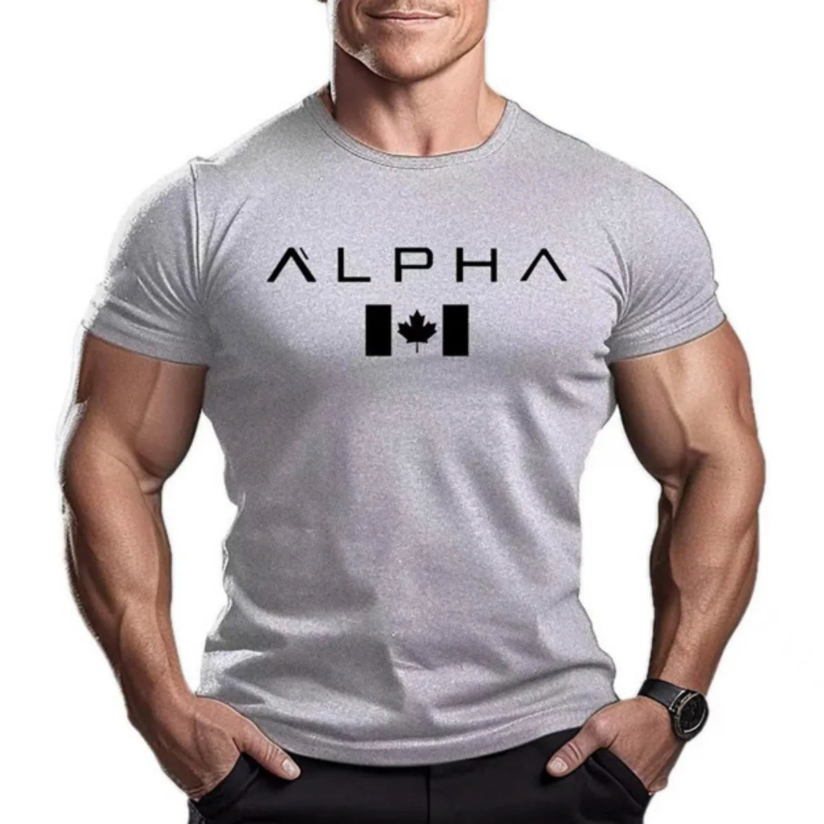 Men's Summer Maple leaves T-shirt Gym Man Letter Printing Short Sleeve Sports Fitness Quick Drying Casual Top Oversized Clothing