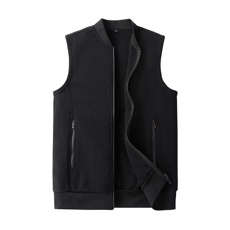 Plus Size 8XL Autumn New Men Polar Fleece Vest Warm Fleece Windproof Sleeveless Vest Multi-Pocket Casual Full Zip Vest Coat Male