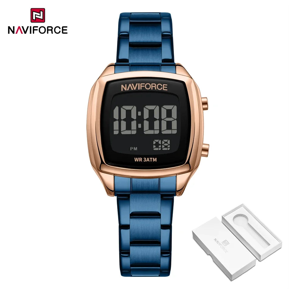 NAVIFORCE NF5047 Women's Digital Display Watches Stainless Steel Women Fashion Digital Clock Casual Ladies Electronic Watch