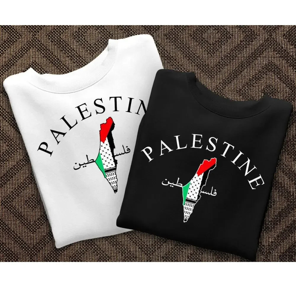 Palestine Map Sweatshirt Palestinian Arabic Name Printed Sweater Palestinian Adult Pullover Palestinian Crewneck Sweatshirt