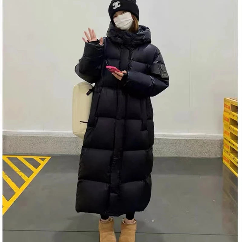 Black Winter Women's Down Puffer Jackets Baggy Thickening Warm Oversize Clothing Boutique Clothes Cotton Medium and Long Coats