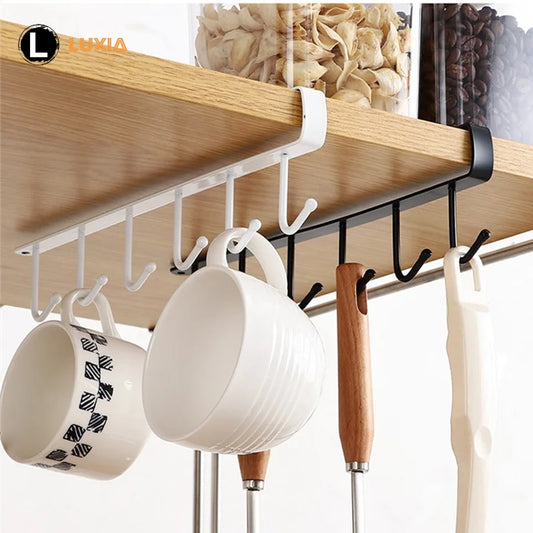 Kitchen Hanger Iron Hooks Shelf Free Of Punch Rack Multifunction Hanger For Kitchen Gadgets Cabinet Cupboard Dish Organizer