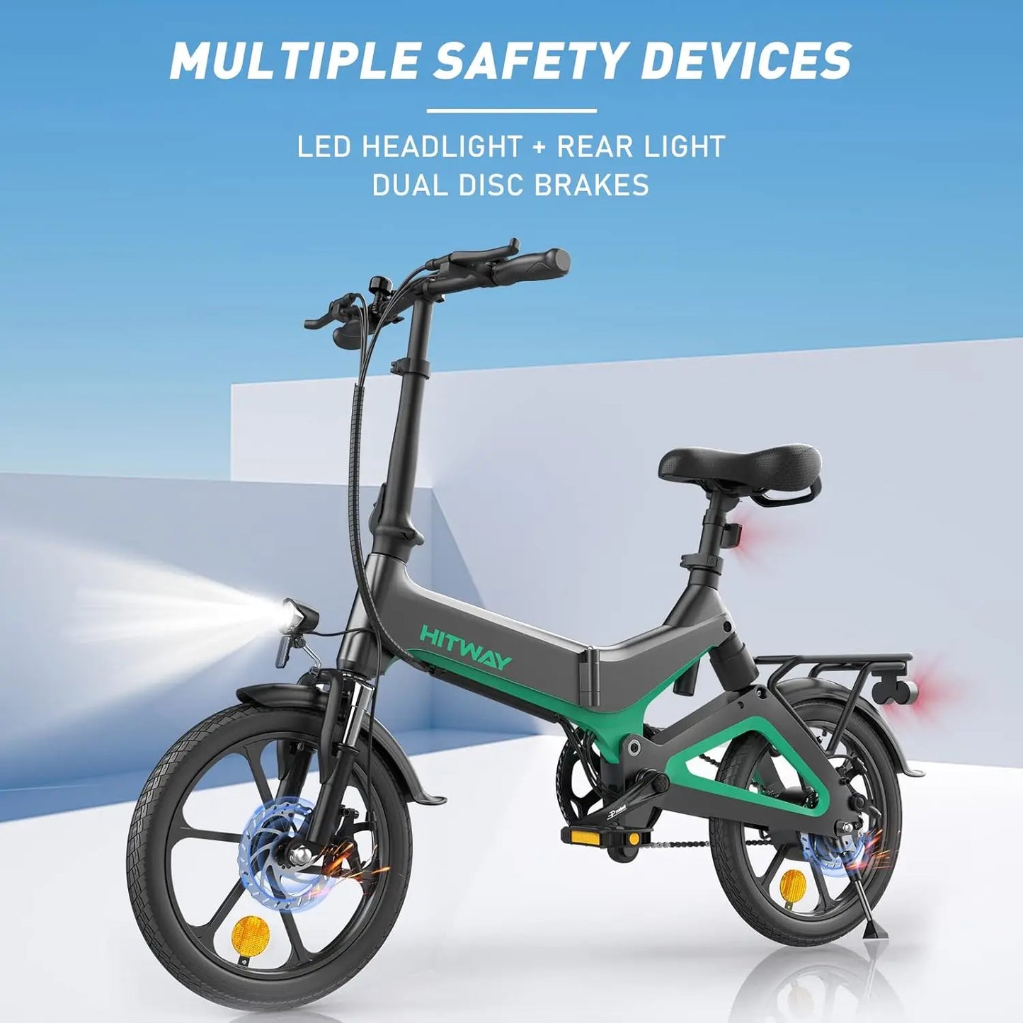 16 electric bike HITWAY W/36V Foldable Electric Pedal Assistance with 7.8ah Battery, Accelerator-Free, for teen