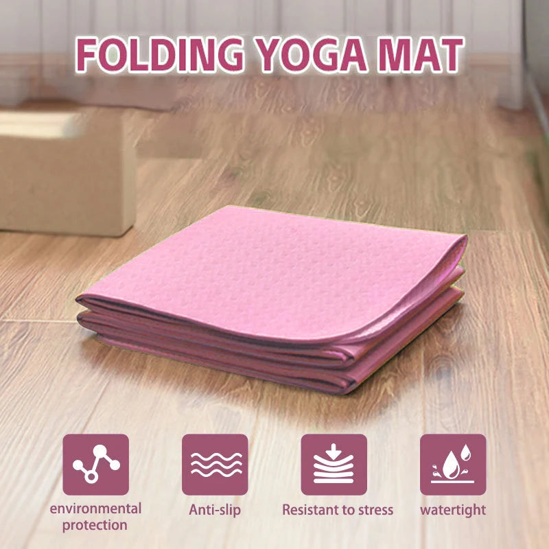 TPE Folding Yoga Mat Professional Fitness Mat, Non Slip Environmentally Friendly Fitness Exercise Mat, Non Slip Home Pilates