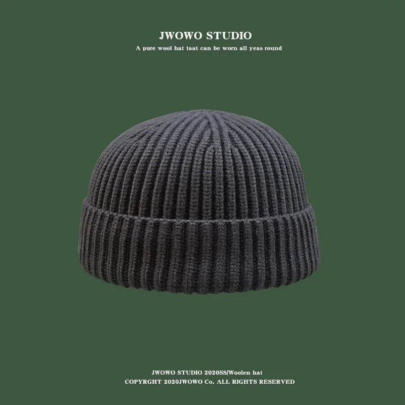 Herbst Winter Kurze Warme Melone Hut Männer Gestrickte Runde Top Krempe Kalten Hut Frauen Street hip-hop Wolle Beanie