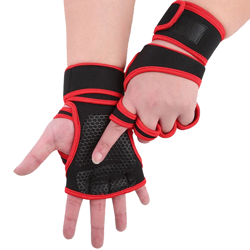 1Pair Weight Lifting Training Gloves Women Men Fitness Sports Body Building Gymnastics Grips Gym Hand Palm Protector Gloves