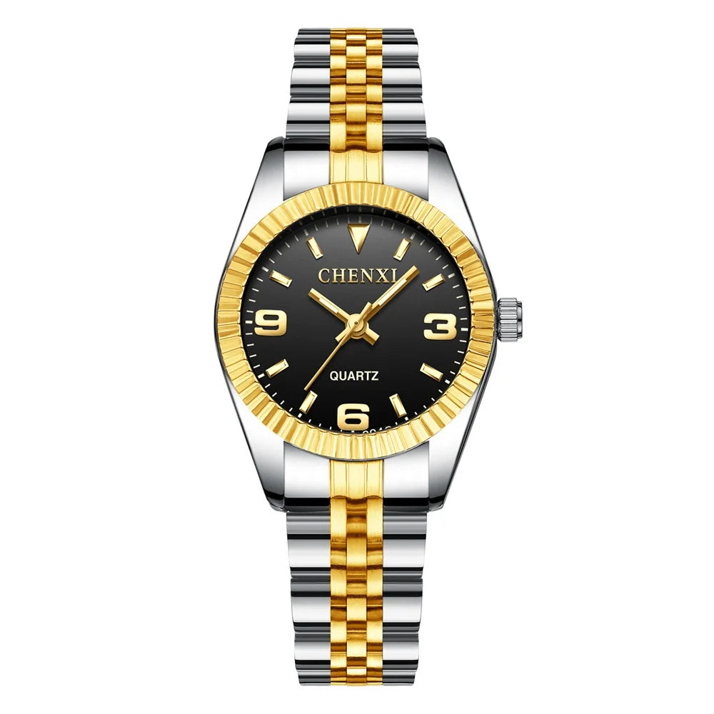 CHENXI Brand Top Luxury Ladies Gold Watch Women Golden Clock Female Women Dress Rhinestone Quartz Waterproof Watches Feminine