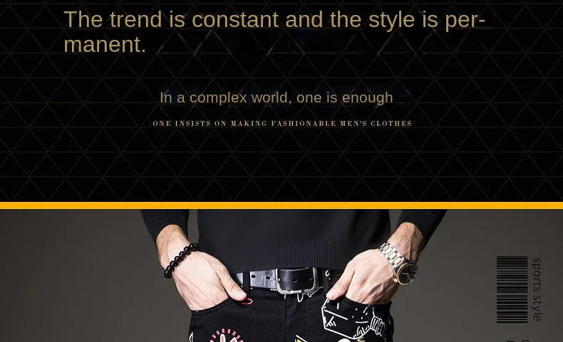 Luxury Mens Denim Pants Hip Hop Graffiti Print Jeans Designer Slim Fit Trendy Black Jeans Stretch Cowboy Cotton Trousers for Men