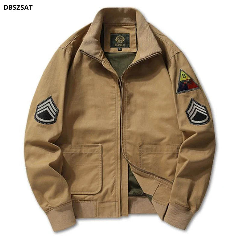 FURY Military Jacket Stand Collar Men's Bomber Jacket Cotton Embroidery Tactics Coat Men Windbreaker Chaqueta Hombre