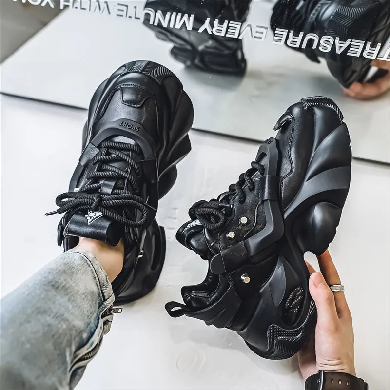 Air cushion Men's Sport Shoes Thick sole Height Increasing Shoes Korean version Trend Board shoes Clunky Sneaker Dad Shoes