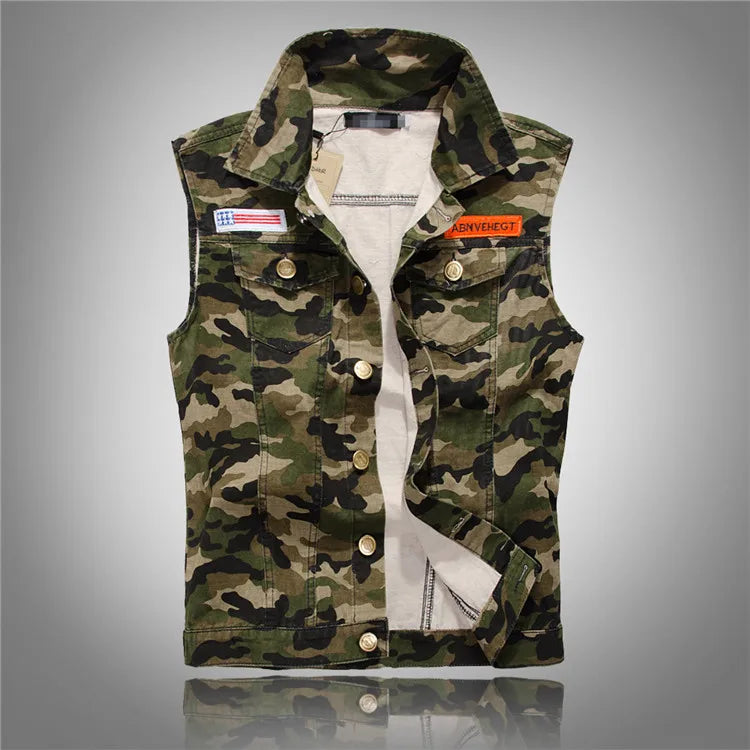 Men White Denim Vests Waistcoats Jackets New Fashion Male Slim Fit Denim Coats Vests Street Wear Holes Jeans Vests Size S-5XL