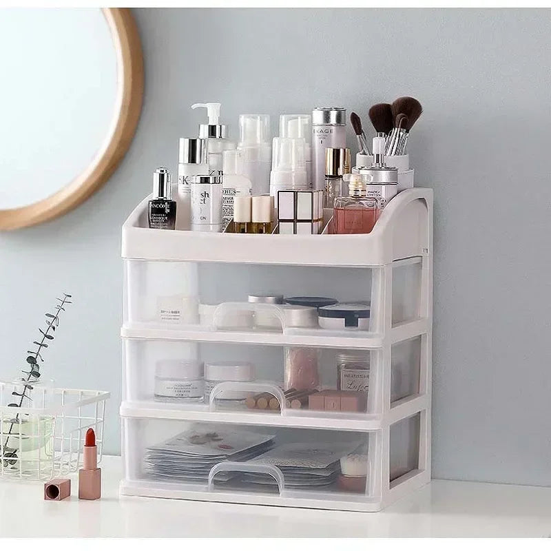 Make-up-Koffer, Schmuckbehälter, Make-up-Organizer, Schubladen, Kunststoff, Kosmetik-Aufbewahrungsbox, Make-up-Pinselhalter, Organizer