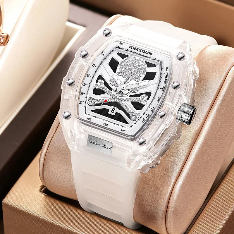 UTHAI CQ207 New Diamond Skeleton Wine Barrel Quartz Watch, Casual Fashion Sports Calendar Waterproof Glow Men's Watch