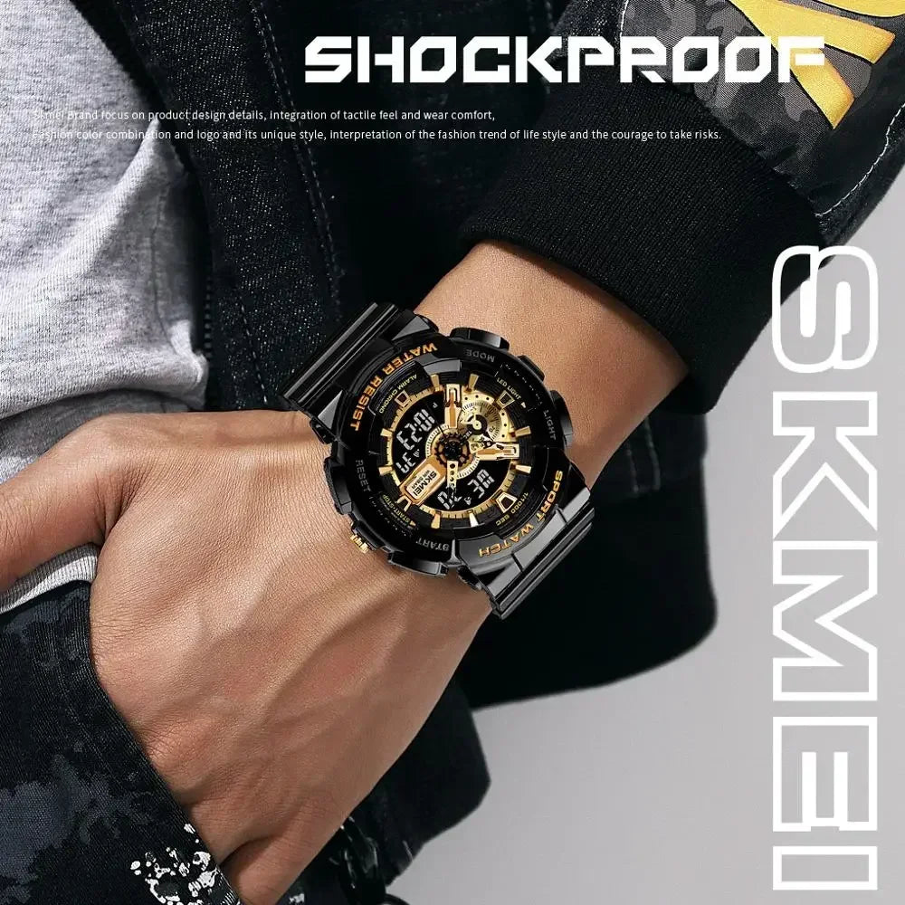 Youth Sport Digital Watch Men Shockproof Waterproof Dual Wristwatches LED Chrono Alarm Clock Mens Watches Cool Hour vogue