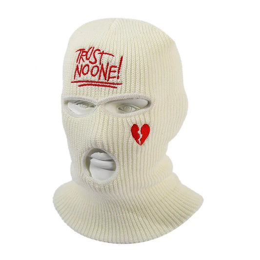 Trost Noone Stickerei Drei-Loch Sturmhaube Strickmütze Army Tactical CS Winter Ski Reitmaske Beanie Prom Party Maske Warme Maske