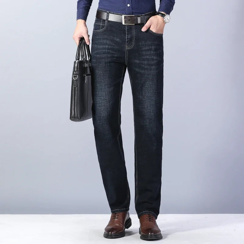 Men's Slim Fashion Denim High Quality Male Pants Elastic Black Blue Leisure Jeans Brand Clothing