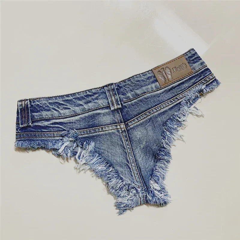 Low Waist Shorts Mini Hot Jeans Dance Thong Bar Shorts Denim Beach Casual Lady