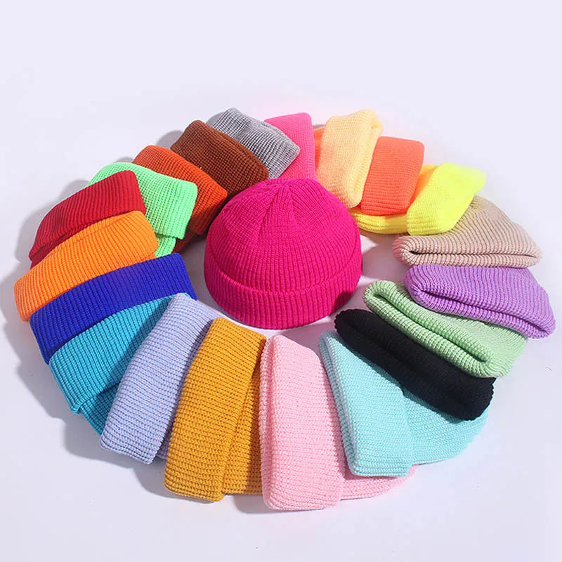 New Beanie Knitted Hat Women Men Skullcap Solid Winter Warm Soft Baggy Melon Cap Skullies Beanies Elastic Hip Hop Hat Casual Cap