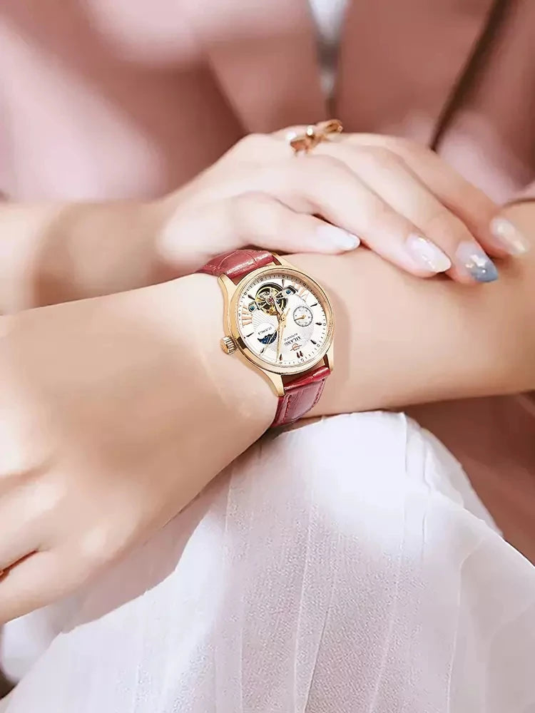 AILANG Brand Automatic Mechanical Women's Watch Luxury Waterproof Ladies Skeleton Tourbillon Wristwatches Relogio Feminino