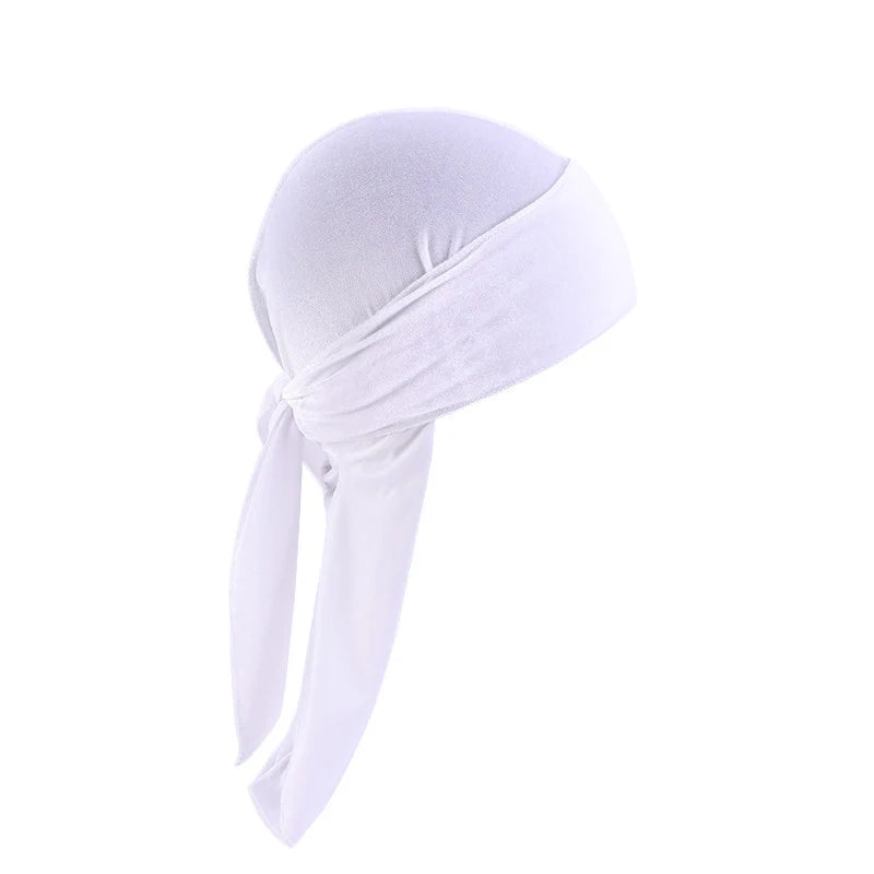 Fashion Velvet Bandana Hats Durag For Men Women Du Rag Unisex Solid Head Wrap Stretch Riding Helmet Bottom Hat Pirate Bonnet Hat