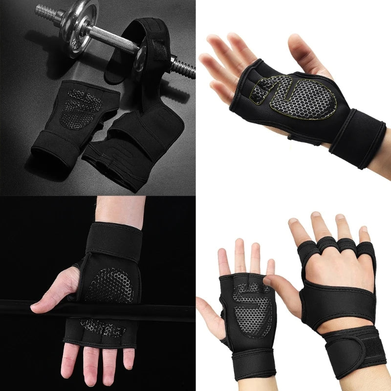 Weight Lifting Gloves with Wrist Support, Gym Workout Gloves Hand Grips for Man Women Fitness Gym Weightlifting 1 Pair