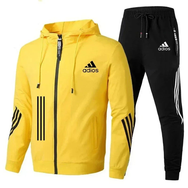 Men's clothing Spring and autumn zipper hoodie + pants 2 sets of leisure fitness breathable fashion high quality jogging suit