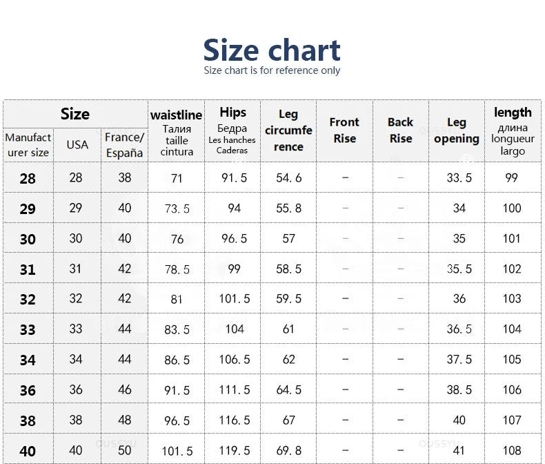 OUSSYU Brand Clothing Jeans Men High Quality Stretch Light Blue Denim Fashion Pleated Retro Pocket Skinny Trousers Pants 28-40