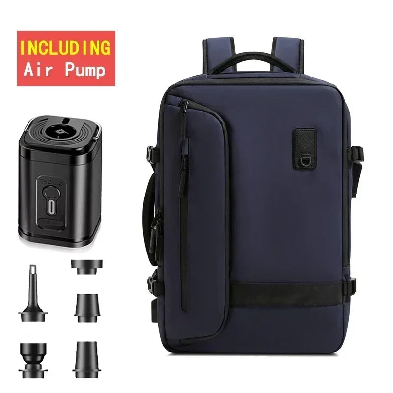 Waterproof Man Travel Backpack Vacuum Compression With Air Pump Anti Theft Laptop Bag Expandable Fashion Casual Large Back Pack